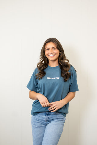 Here For You Pebble Blue Tee
