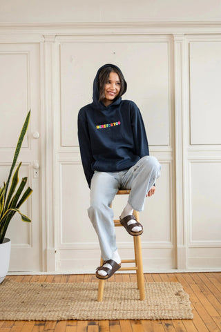 Here For You Classic Navy Hoodie