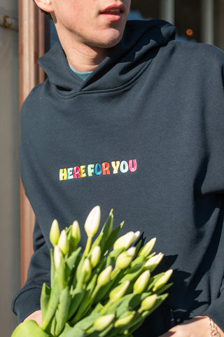 Here For You Classic Navy Hoodie