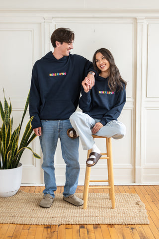 Here For You Classic Navy Hoodie