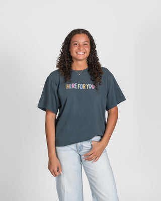 Here For You Navy Doodle Tee