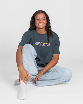 Here For You Navy Doodle Tee