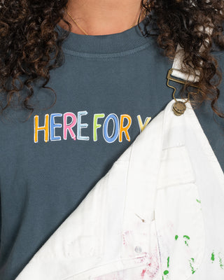 Here For You Navy Doodle Tee