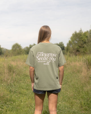 Tomorrow Needs You Olive Tee