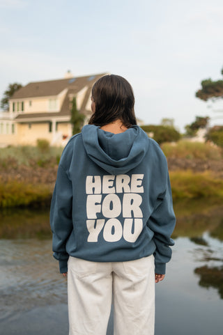 Here For You Pebble Blue Hoodie