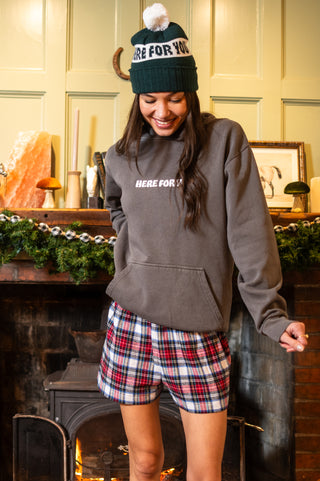 Here For You Holiday Plaid Flannel Boxers