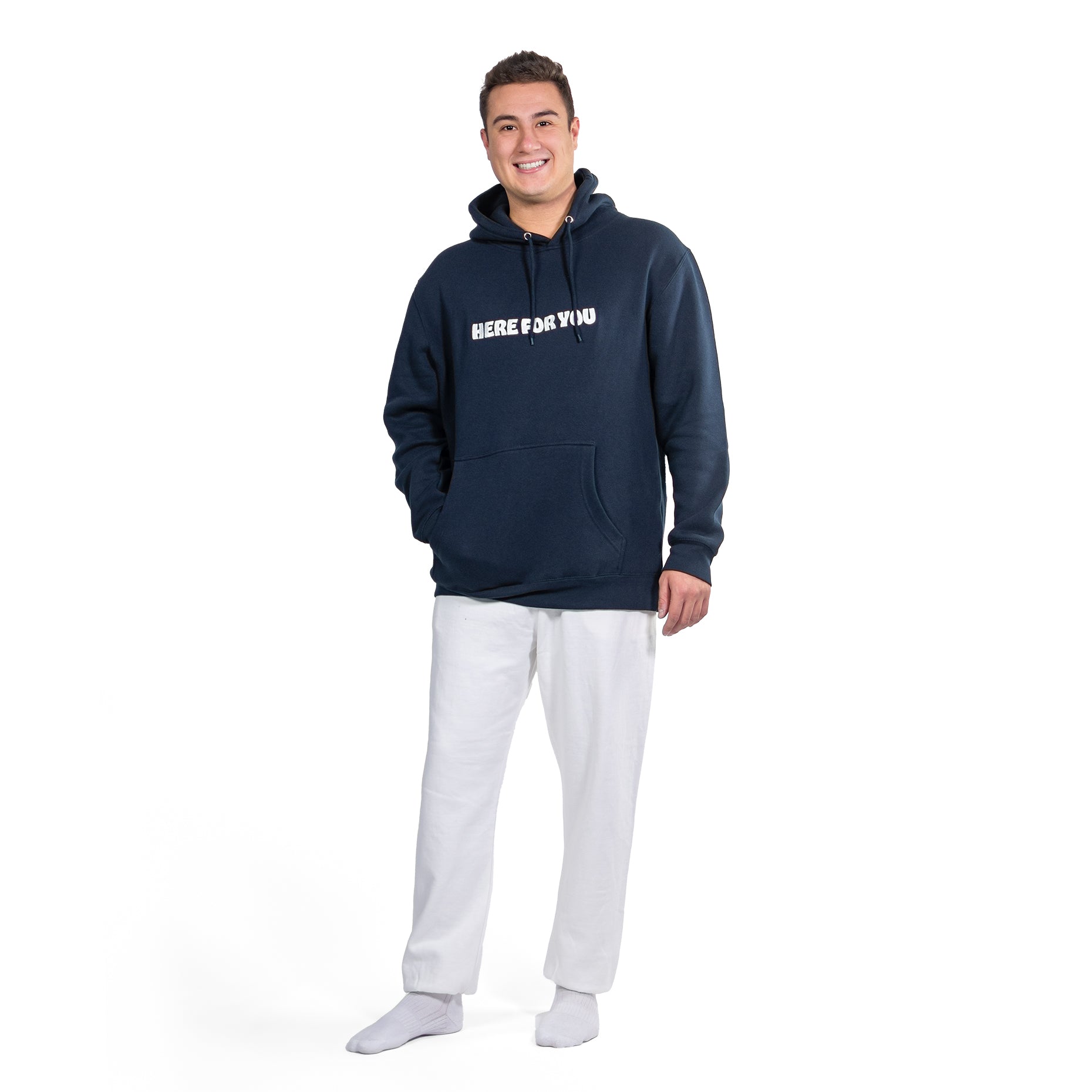 Here For You Stitched Hoodie Navy