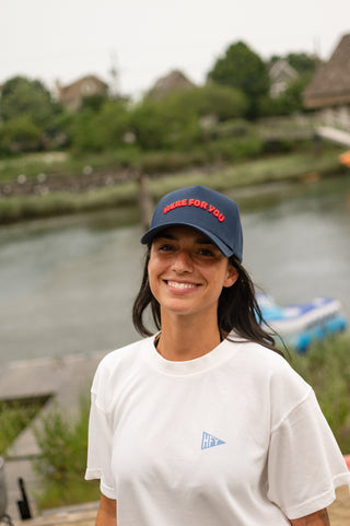 Here For You Navy & Red Trucker Hat