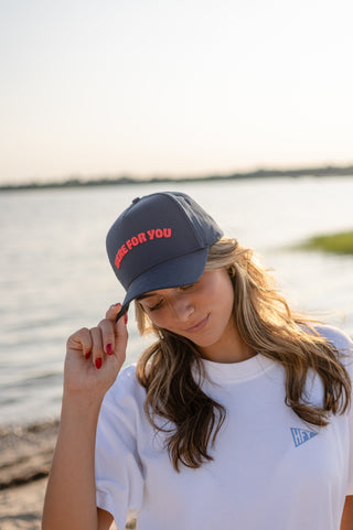 Here For You Navy & Red Trucker Hat